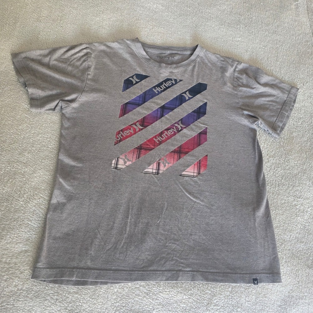 Hurley Mens Gray Graphic Logo T-Shirt Size XL Surf Casual